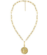 Horsehead Disc Charm Necklace - Paperclip Chain - 18k Gold Plated - Lisi Lerch