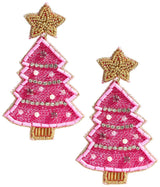Hot Pink Christmas Tree - Earring - Lisi Lerch