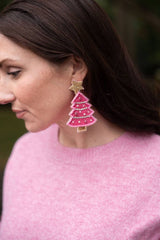 Hot Pink Christmas Tree - Earring - Lisi Lerch