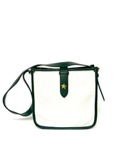 Ivory Canvas and Hunter Green Crossbody Bag with Starfish- Sample Sale- Final Sale - Lisi Lerch