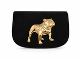 Ivy Black Suede Clutch- Gold Charm - Lisi Lerch