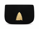 Ivy Black Suede Clutch- Gold Charm - Lisi Lerch