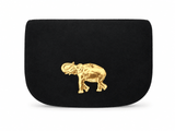 Ivy Black Suede Clutch- Gold Charm - Lisi Lerch
