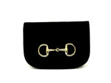 Ivy Black Suede Clutch- Gold Charm - Lisi Lerch