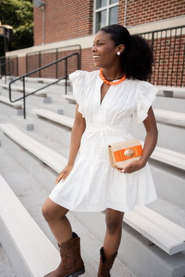 Ivy Straw Clutch- Flat Bow- Gameday Charm - PreOrder 9/8 - Lisi Lerch