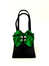 Jackie- Green Satin Bow with RS Burst- Sample Sale- Final Sale - Lisi Lerch