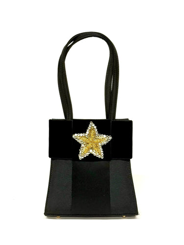 Jackie- Velvet Flat Bow with Gold Star- Sample Sale- Final Sale - Lisi Lerch