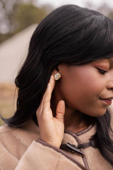 Large Bezel Oval Stud - 18k Gold Plated - Lisi Lerch