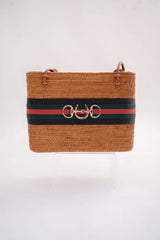 Large Charlotte - Black/Green Red Stipe Layer with Horseshoe Snaffle - Lisi Lerch