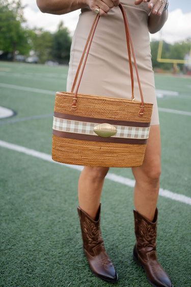 Large Charlotte - Chocolate/Tan Harvest Layer - Football - Lisi Lerch