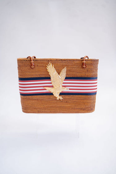 Large Charlotte - Navy/Red White Stripe Layer - Gold Charm - Lisi Lerch