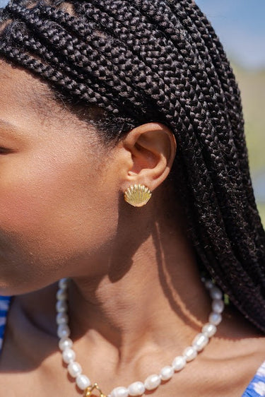 Large Meeghan - Gold Shell Stud - 18k Gold Plated - Meeghan Mullin x Lisi Lerch Collection - Lisi Lerch