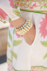 Large Rachel Cuff - Gold Acrylic Stretchy Cuff - Lisi Lerch