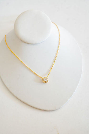 Large Rhinestone Bezel Necklace - 18k Gold Plated - Lisi Lerch