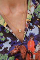 Large Rhinestone Bezel Necklace - 18k Gold Plated - Lisi Lerch