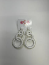 Large White Woven Fabric Chain Link Earring - Sample Sale Final Sale