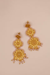 Light Pink & Gold Filigree Chandelier Earrings-Sample Sale- Final Sale - Lisi Lerch