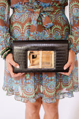 Lillian Black Croc Clutch - Lisi Lerch