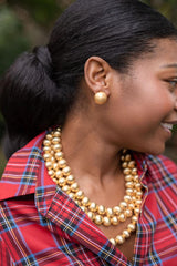 Lisi Lerch 18mm Georgia Brushed Ball Studs - 18k Gold Plated