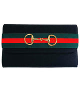 Lisi Lerch Avery Clutch - Green and Red Striped Band with Snaffle