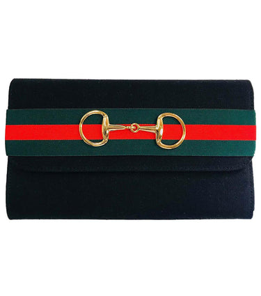 Lisi Lerch Avery Clutch - Green and Red Striped Band with Snaffle