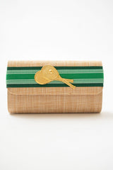 Lisi Lerch Avery Straw Clutch Green Palm Hunter Layer Double Tennis Rackets