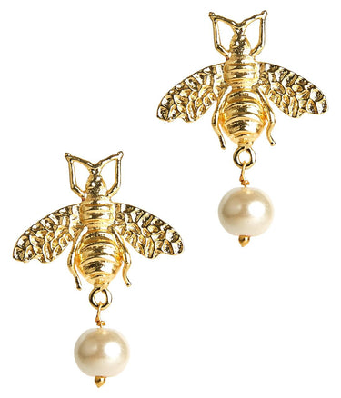 Lisi Lerch Bee Pearl Drop Stud - Gold