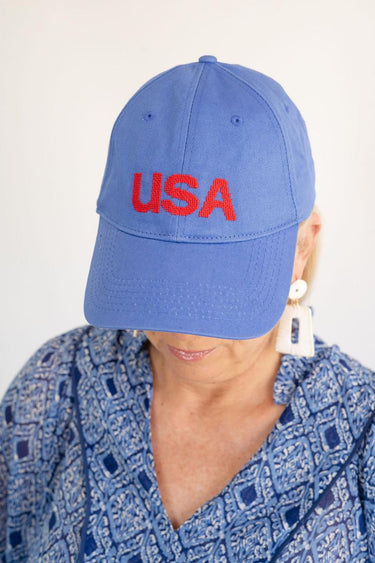 Lisi Lerch Blue Needlepoint Baseball Hat - USA