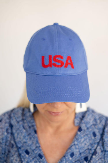 Lisi Lerch Blue Needlepoint Baseball Hat - USA