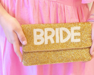 Lisi Lerch Bride Gold and Pearl - Beaded Clutch
