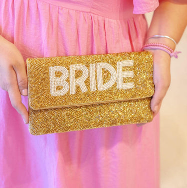 Lisi Lerch Bride Gold and Pearl - Beaded Clutch