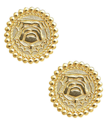 Bulldog Coin Stud - Gold Earring