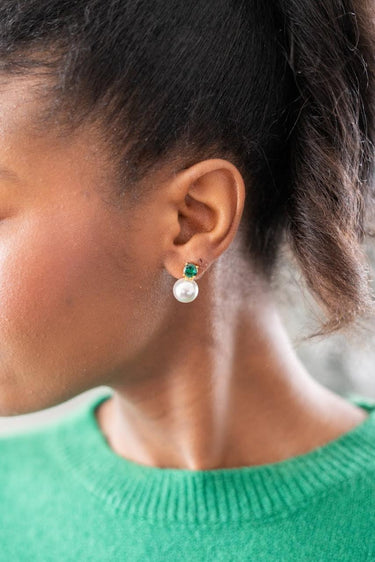 Lisi Lerch Carolyn - Emerald - Big Stone and Pearl Stud - Belle of the Ball