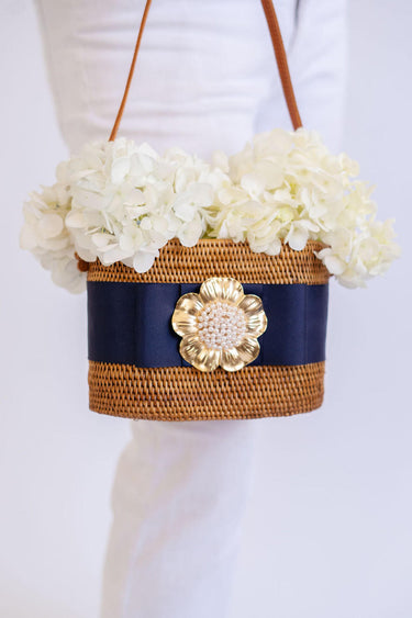 Lisi Lerch Charlotte Small - Navy Flat Bow - Poppy & Pearl Pouf