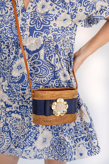 Lisi Lerch Charlotte Small - Navy Flat Bow - Poppy & Pearl Pouf