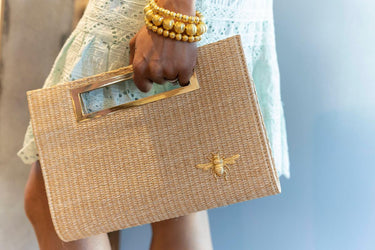 Lisi Lerch Chloe Clutch - Straw - Gold Charm
