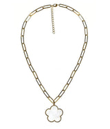 Lisi Lerch Clover - Gold & Pearl - Paperclip Charm Necklace