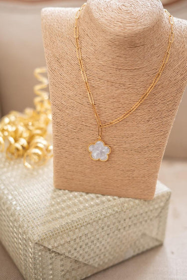 Lisi Lerch Clover - Gold & Pearl - Paperclip Charm Necklace