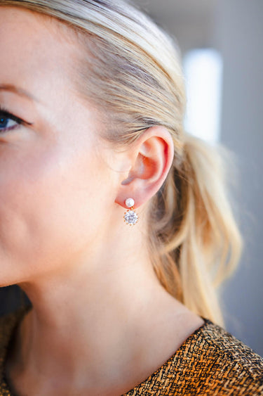 Lisi Lerch Crawley - Pearl and Rhinestone Earrings - Amy Littleson Collection