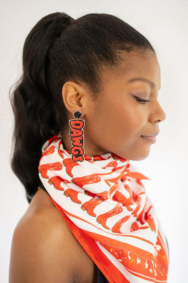 Lisi Lerch Dawgs Earring -  Red & Black Fabric Backed