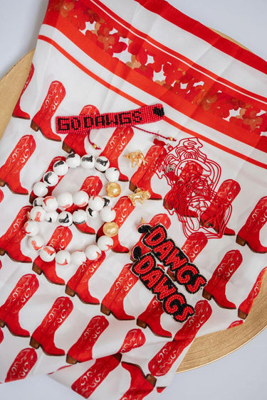 Lisi Lerch Dawgs Earring -  Red & Black Fabric Backed