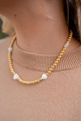 Lisi Lerch Diana Single Strand Beaded Necklace 6mm - Multi Mother of Pearl Heart
