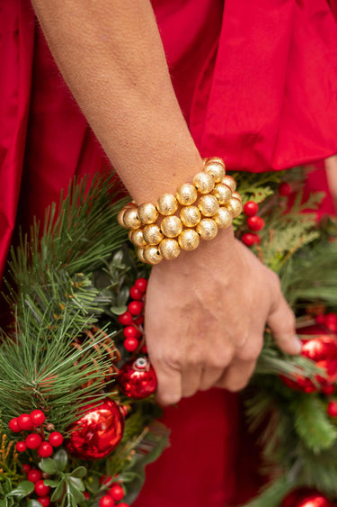 Lisi Lerch Georgia Beaded Bracelet Stack - 3 - 14mm All Gold Bracelets