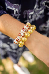 Lisi Lerch Georgia Ceramic and Gold Beaded Football Bracelet