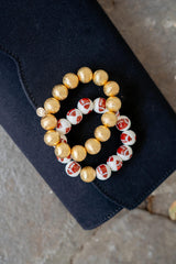 Lisi Lerch Georgia Ceramic and Gold Beaded Football Bracelet