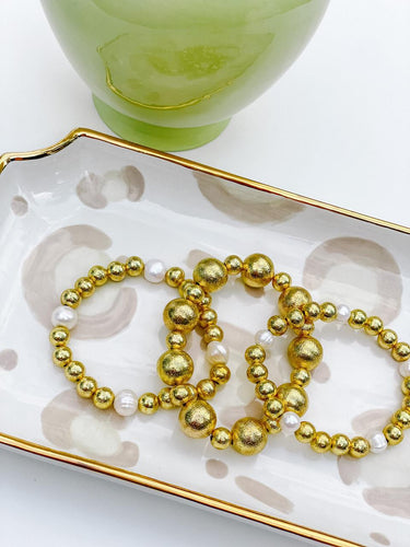 Lisi Lerch Georgia - Gold  & Freshwater Pearl Beaded Bracelet