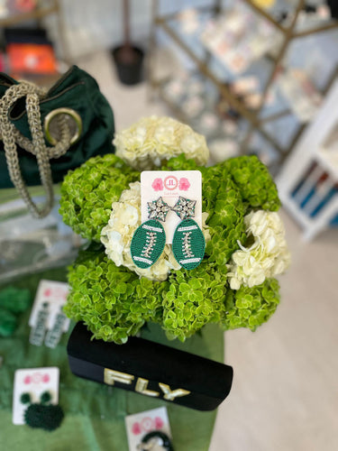 Lisi Lerch Green Football  - Fabric Backed Earrings