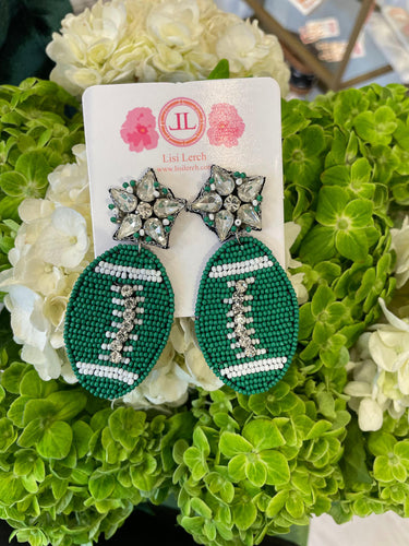 Lisi Lerch Green Football  - Fabric Backed Earrings
