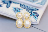 Lisi Lerch Jackie Pearl & Gold Roped Statement - Earrings - Belle of the Ball