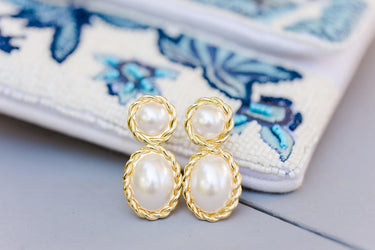 Lisi Lerch Jackie Pearl & Gold Roped Statement - Earrings - Belle of  the Ball